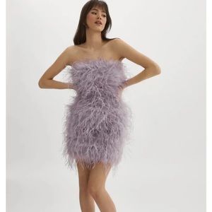 LAMARQUE x REVOLVE Triana Mini Dress Lilac Purple Feathers